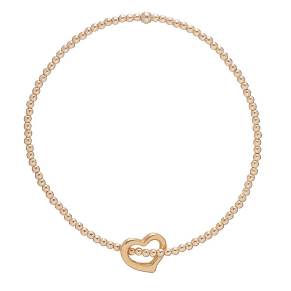 2mm Classic Gold Bead Bracelet - Love Gold Charm