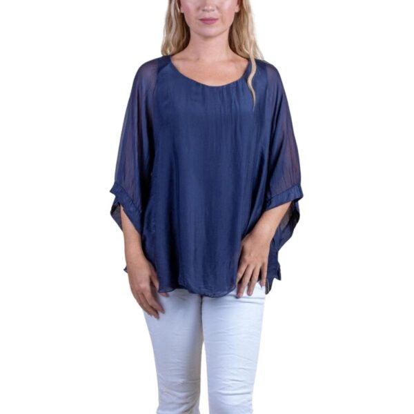 Coletta Silk Top - Navy