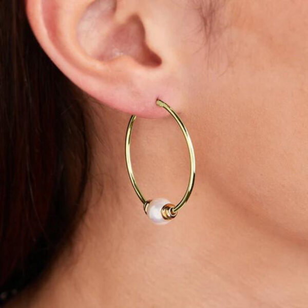 Pérola Onyx Large Hoop Two-Tone Earring - Image 2