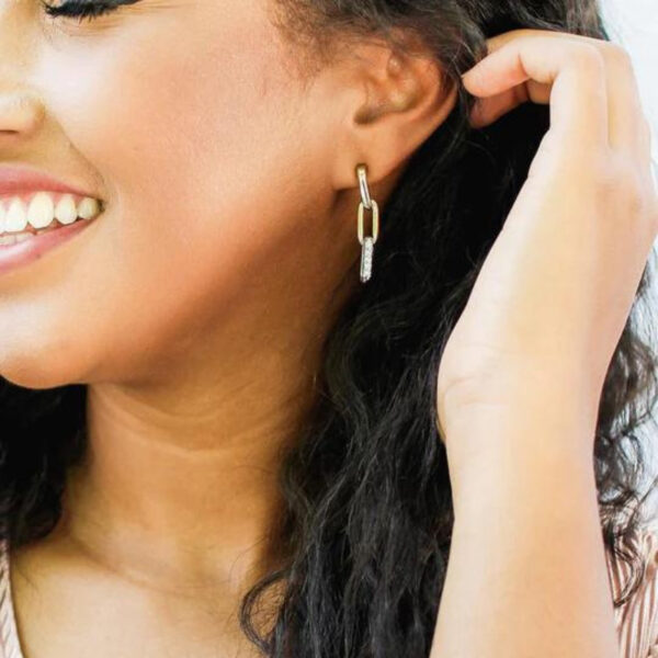 Diamante - Three Link Pavé Earrings - Image 2