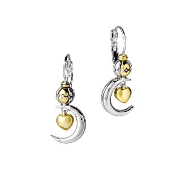 Birthstone Heart in Moon Earrings