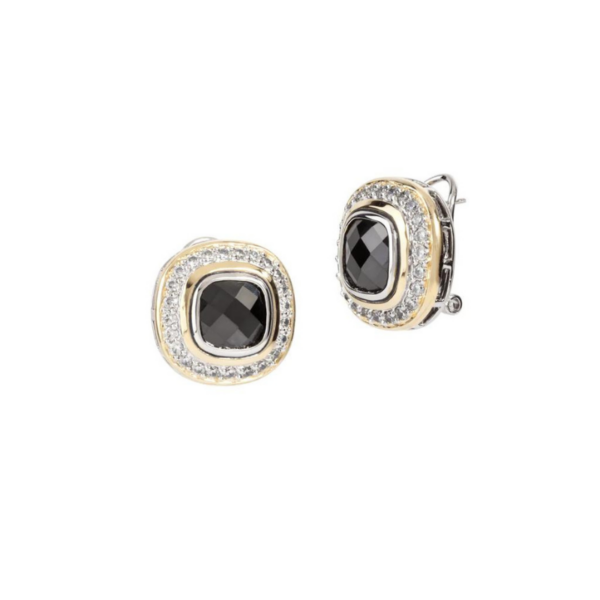 Pave Accented Square Post with Clip Earrings