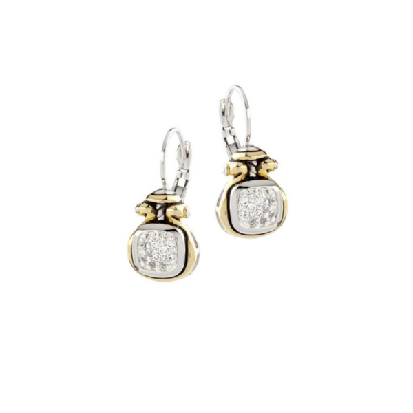 Pavé Two Tone French Wire Earrings