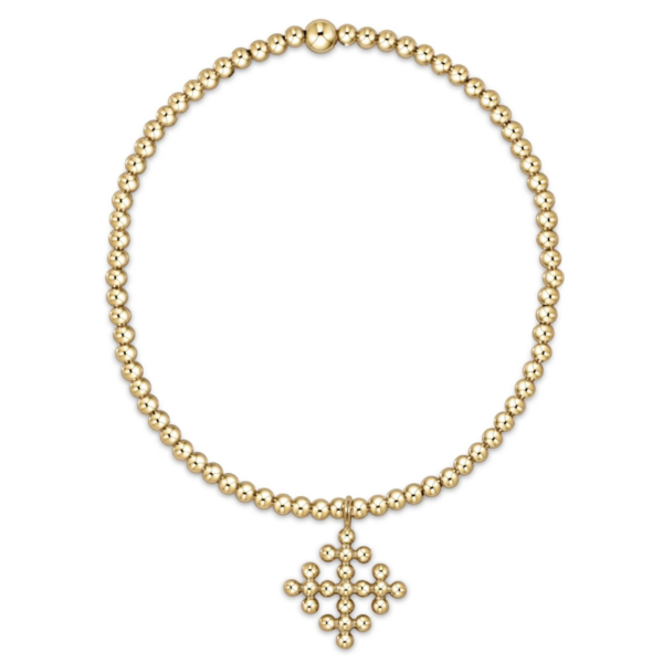 2.5mm Classic Gold Bead Bracelet - Classic Beaded Signature Cross Encompass Gold Charm