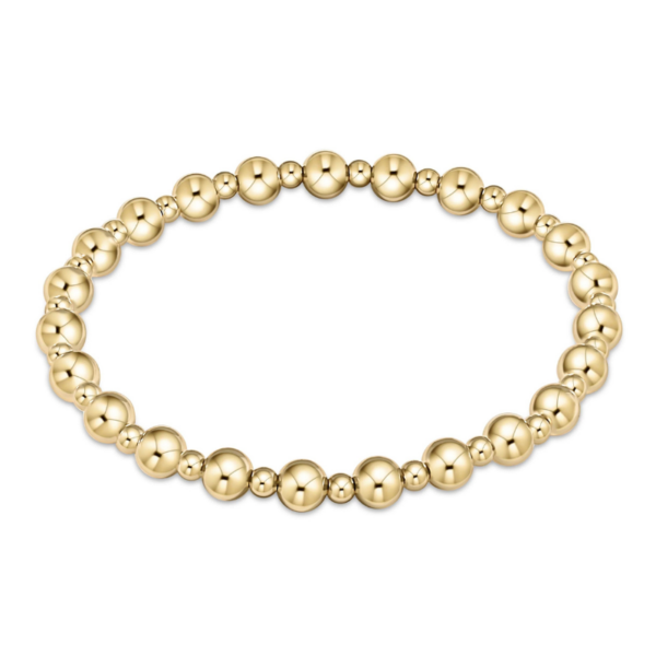 5mm Classic Grateful Pattern Bead Bracelet - Gold