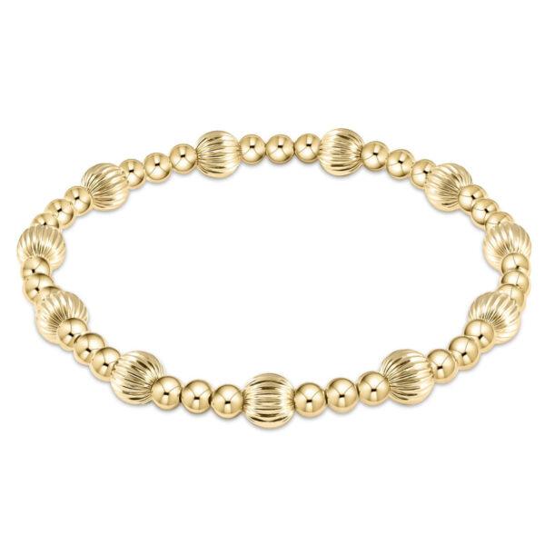 6mm Dignity Sincerity Pattern Bead Bracelet - Gold