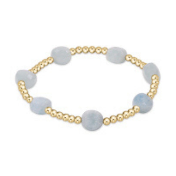 3mm Admire Gold Bead Bracelet - Aquamarine