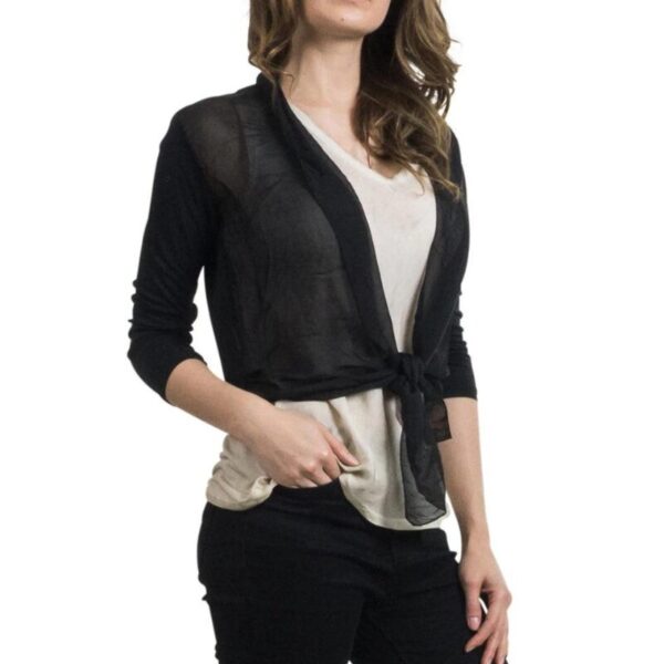 Silk Front Cardigan - Black