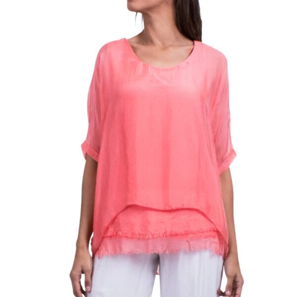 Carmelina Silk Kaftan - Coral