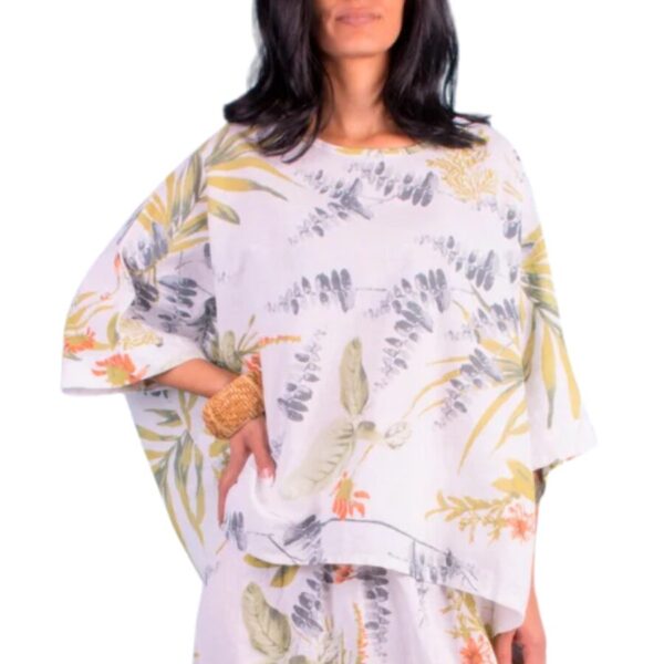 Lucy Kaftan Blouse - White Greenery