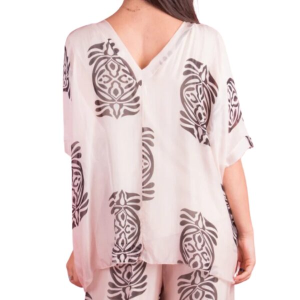 Lizane Silk Printed Blouse - Beige - Image 2