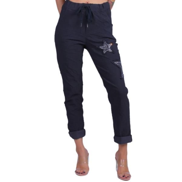 Stella Rhinestone Pant - Black