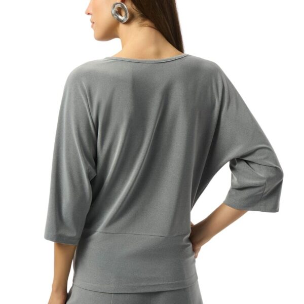 Silky Knit Top w/ Knot Detail - Grey - Image 2